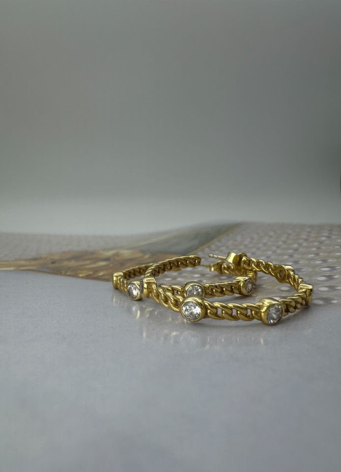 Zincir Halka Gold Küpe