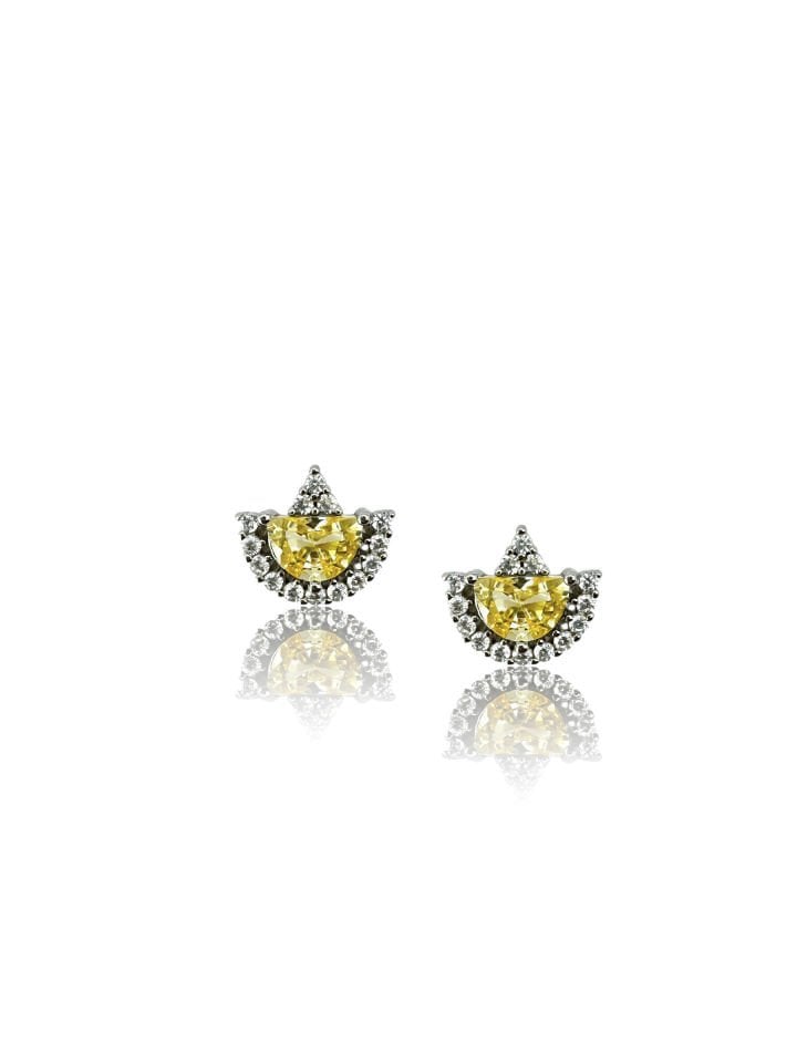 Sitrine Half Stone Küpe