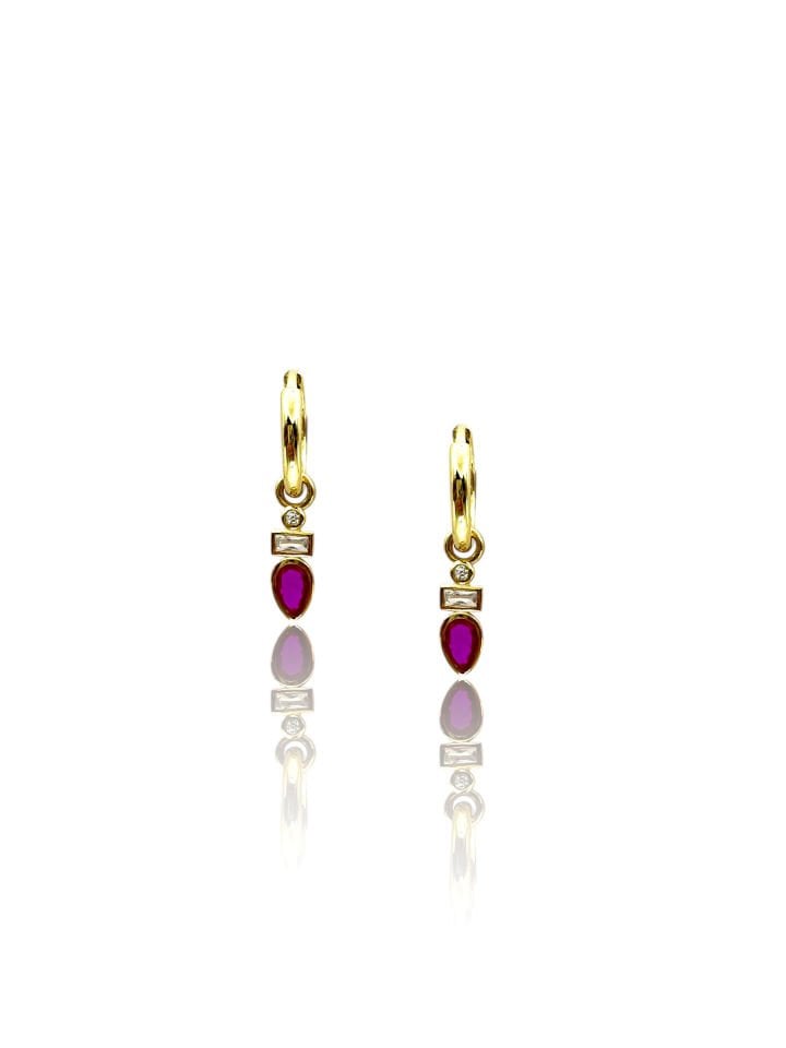 Slim Ruby Stone Küpe